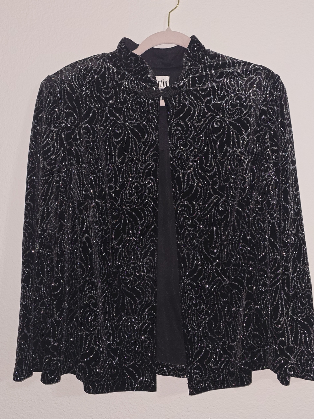 Sheri Martin Black Velvet Beaded Open Jacket